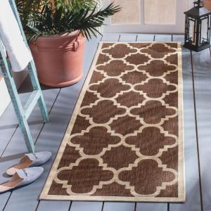 SAFAVIEH Courtyard Collection 8′ x 11′ Blue/Beige CY6243 Moroccan Trellis Indoor/ Outdoor Waterproof Easy-Cleaning Patio Backyard Mudroom Area-Rug(Dark Brown)