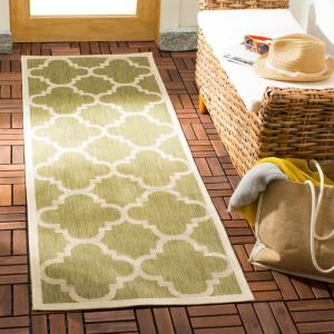 SAFAVIEH Courtyard Collection 8′ x 11′ Blue/Beige CY6243 Moroccan Trellis Indoor/ Outdoor Waterproof Easy-Cleaning Patio Backyard Mudroom Area-Rug(Green/Beige)