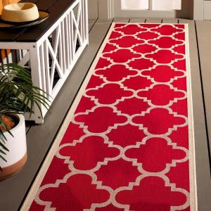 SAFAVIEH Courtyard Collection 8′ x 11′ Blue/Beige CY6243 Moroccan Trellis Indoor/ Outdoor Waterproof Easy-Cleaning Patio Backyard Mudroom Area-Rug(Red)