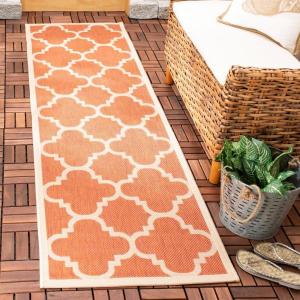 SAFAVIEH Courtyard Collection 8′ x 11′ Blue/Beige CY6243 Moroccan Trellis Indoor/ Outdoor Waterproof Easy-Cleaning Patio Backyard Mudroom Area-Rug(Terracotta)