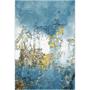 SAFAVIEH Glacier Collection Area Rug – 5’3″ x 7’6″, Blue & Multi, Modern Abstract Design, Non-Shedding & Easy Care, Ideal for High Traffic Areas in Living Room, Bedroom (GLA125B)(Blue/Gold)