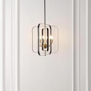SAFAVIEH Lighting Collection Dellyth Black/Brass 6-Light Adjustable Pendant Chandelier Hanging Light Fixture, Ideal for Dining Room, Kitchen Island, Entryway (LED Bulbs Included)