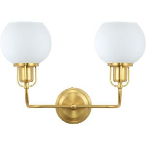 SAFAVIEH Lighting Collection Fenris Contemporary Brass/Clear 2-Light Single Wall Sconce(Brass/White)