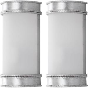 SAFAVIEH Lighting Collection Florence Modern Contemporary Silver Bedroom Bathroom Vanity Hallway Foyer Living Room Wall Sconce Set of 2 (LED Bulbs Included)(Silver/Leaf)