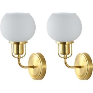 SAFAVIEH Lighting Collection Huron Contemporary Brass/Opal Wall Sconce Set of 2