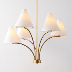 SAFAVIEH Lighting Collection Johanna Antique Brass 5-Light Adjustable Hanging Chandelier Light Fixture (LED Bulbs Included)(Antique Gold Painting)