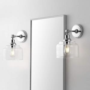 SAFAVIEH Lighting Collection Lansor Chrome/Glass Wall Sconce (Set of 2) -LED Bulb Included SCN4066A-SET2