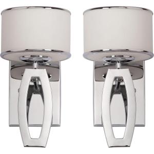 SAFAVIEH Lighting Collection Lenora Modern Chrome Bedroom Bathroom Vanity Hallway Foyer Living Room Wall Sconce Set of 2 (LED Bulb Included)