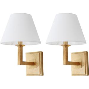 SAFAVIEH Lighting Collection Pauline Modern Contemporary Gold Bedroom Bathroom Vanity Hallway Foyer Living Room Wall Sconce Set of 2 (LED Bulbs Included)(Gold Leaf)