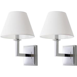 SAFAVIEH Lighting Collection Pauline Modern Contemporary Gold Bedroom Bathroom Vanity Hallway Foyer Living Room Wall Sconce Set of 2 (LED Bulbs Included)(Chrome)