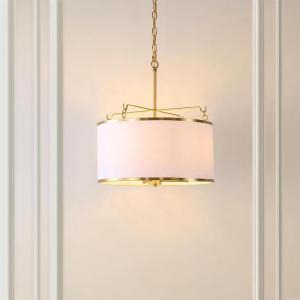 SAFAVIEH Lighting Collection Perzeta Brass/White 3-Light Adjustable Pendant Chandelier Hanging Light Fixture, Ideal for Dining Room, Kitchen Island, Entryway (LED Bulbs Included)