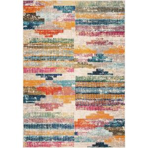 SAFAVIEH Madison Collection Accent Rug – 4′ x 6′, Ivory & Multi, Boho Abstract Distressed Design, Non-Shedding & Easy Care, Ideal for High Traffic Areas in Entryway, Living Room, Bedroom (MAD417C)(Ivory/Multi)