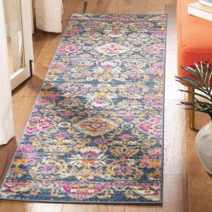 SAFAVIEH Madison Collection Area Rug – 5’1″ x 7’6″, Blue & Fuchsia, Boho Chic Floral Design, Non-Shedding & Easy Care, Ideal for High Traffic Areas in Living Room, Bedroom (MAD130C)(Blue/Fuchsia)