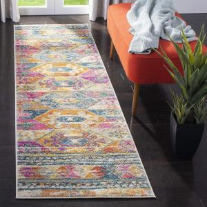 SAFAVIEH Madison Collection Area Rug – 5’1″ x 7’6″, Blue & Fuchsia, Moroccan Boho Distressed Design, Non-Shedding & Easy Care, Ideal for High Traffic Areas in Living Room, Bedroom (MAD118C)(Blue/Fuchsia)