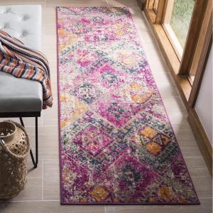 SAFAVIEH Madison Collection Area Rug – 5’1″ x 7’6″, Fuchsia & Blue, Boho Chic Distressed Design, Non-Shedding & Easy Care, Ideal for High Traffic Areas in Living Room, Bedroom (MAD125F)(Fuchsia/Blue)