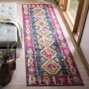 SAFAVIEH Madison Collection Area Rug – 5’1″ x 7’6″, Fuchsia & Blue, Boho Chic Distressed Design, Non-Shedding & Easy Care, Ideal for High Traffic Areas in Living Room, Bedroom (MAD129F)(Fuchsia/Blue)