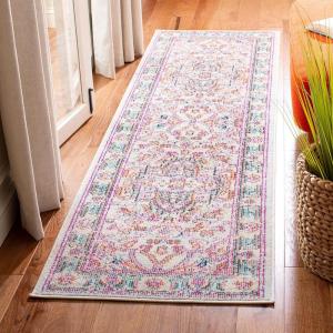 SAFAVIEH Madison Collection Area Rug – 5’3″ x 7’6″, Beige & Fuchsia, Shabby Chic Medallion Distressed Design, Non-Shedding & Easy Care, Ideal for High Traffic Areas in Living Room, Bedroom (MAD259B)(Beige/Fuchsia)