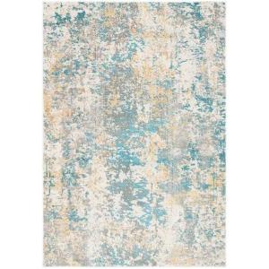 SAFAVIEH Madison Collection Area Rug – 5’3″ x 7’6″, Grey & Beige, Modern Abstract Design, Non-Shedding & Easy Care, Ideal for High Traffic Areas in Living Room, Bedroom (MAD453A)(Teal/Gold)
