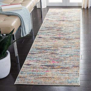 SAFAVIEH Madison Collection Area Rug – 5’3″ x 7’6″, Grey & Turquoise, Boho Abstract Distressed Design, Non-Shedding & Easy Care, Ideal for High Traffic Areas in Living Room, Bedroom (MAD419F)(Grey/Turquoise)
