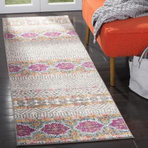 SAFAVIEH Madison Collection Area Rug – 5’3″ x 7’6″, Grey & Turquoise, Boho Chic Design, Non-Shedding & Easy Care, Ideal for High Traffic Areas in Living Room, Bedroom (MAD797G)(Grey/Ivory)