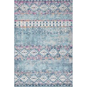 SAFAVIEH Madison Collection Area Rug – 5’3″ x 7’6″, Grey & Turquoise, Boho Chic Design, Non-Shedding & Easy Care, Ideal for High Traffic Areas in Living Room, Bedroom (MAD797G)(Denim Blue/Purple)