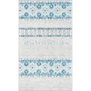 SAFAVIEH Madison Collection Area Rug – 5’3″ x 7’6″, Grey & Turquoise, Boho Chic Design, Non-Shedding & Easy Care, Ideal for High Traffic Areas in Living Room, Bedroom (MAD797G)(Grey/Turquoise)