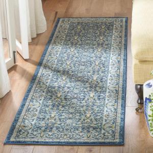 SAFAVIEH Madison Collection Area Rug – 5’3″ x 7’6″, Ivory & Navy, Oriental Distressed Design, Non-Shedding & Easy Care, Ideal for High Traffic Areas in Living Room, Bedroom (MAD151N)(Navy/Creme)