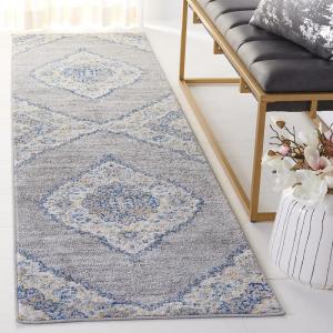 SAFAVIEH Madison Collection Area Rug – 5’3″ x 7’6″, Light Grey & Blue, Boho Chic Medallion Design, Non-Shedding & Easy Care, Ideal for High Traffic Areas in Living Room, Bedroom (MAD153F)(Light Grey / Blue)