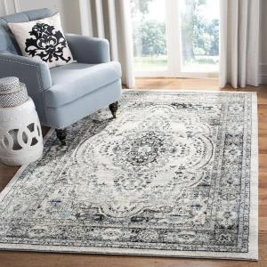 SAFAVIEH Madison Collection Area Rug – 5’3″ x 7’6″, Light Grey & Blue, Oriental Boho Chic Distressed Design, Non-Shedding & Easy Care, Ideal for High Traffic Areas in Living Room, Bedroom (MAD926F)(Light Grey / Blue)