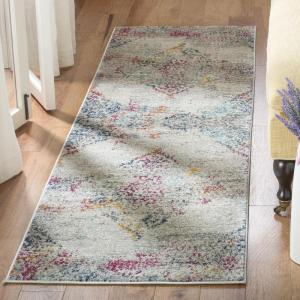 SAFAVIEH Madison Collection Area Rug – 5’3″ x 7’6″, Light Grey & Fuchsia, Boho Medallion Distressed Design, Non-Shedding & Easy Care, Ideal for High Traffic Areas in Living Room, Bedroom (MAD157R)(Light Grey/Fuchsia)
