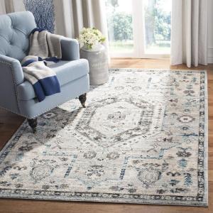 SAFAVIEH Madison Collection Area Rug – 5’3″ x 7’6″, Light Grey & Fuchsia, Oriental Distressed Design, Non-Shedding & Easy Care, Ideal for High Traffic Areas in Living Room, Bedroom (MAD928R)(Grey/Dark Grey)