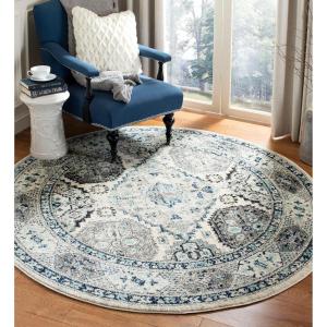 SAFAVIEH Madison Collection Area Rug – 5’3″ x 7’6″, Light Grey & Fuchsia, Oriental Distressed Design, Non-Shedding & Easy Care, Ideal for High Traffic Areas in Living Room, Bedroom (MAD925R)(Light Grey / Blue)