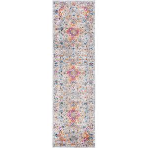 SAFAVIEH Madison Collection Area Rug – 5’3″ x 7’6″, Teal & Fuchsia, Boho Chic Medallion Design, Non-Shedding & Easy Care, Ideal for High Traffic Areas in Living Room, Bedroom (MAD154L)(Grey/Fuchsia)