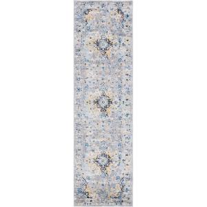 SAFAVIEH Madison Collection Area Rug – 5’3″ x 7’6″, Teal & Fuchsia, Boho Chic Medallion Design, Non-Shedding & Easy Care, Ideal for High Traffic Areas in Living Room, Bedroom (MAD154L)(Grey/Gold)