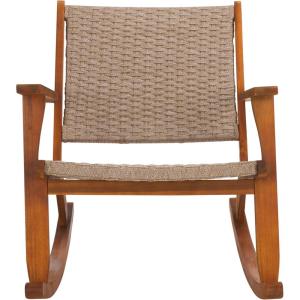 SAFAVIEH Outdoor Collection Daniel Natural Solid Wood Rocking Chair
