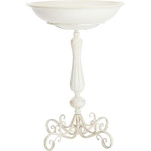 SAFAVIEH Outdoor Collection Orian Antique Dark Green Wrought Iron Bird Bath(Pearl White)
