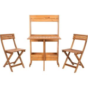 SAFAVIEH PAT7047A Outdoor Collection Barley Natural Flower Shelf 3-Piece Bistro Set(Natural)