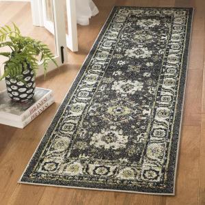 SAFAVIEH Vintage Hamadan Collection Area Rug – 10′ Square, Taupe, Traditional Persian Design, Non-Shedding & Easy to Clean, Ideal for Living Room, Bedroom, Dining Space (VTH214T)(Dark Grey/Ivory)