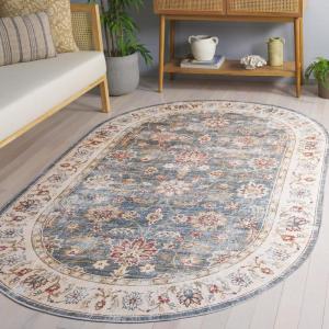 SAFAVIEH Washable Rug Arizona Collection – 5′ x 8′, Green & Beige, Slip Resistant & Easy to Clean, Ideal for Living Room, Bedroom, Home Office, Dining Space (ARZ112Y)(Green/Beige)