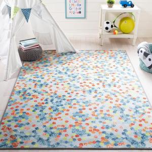 SAFAVIEH Washable Rug Kids Playhouse Collection – 5’5″ x 7’7″, Ivory & Blue, Slip Resistant & Easy to Clean, Ideal for Kids Room, Playroom, Nursery, Boys & Girls Room (KPH258A)(Ivory/Blue)