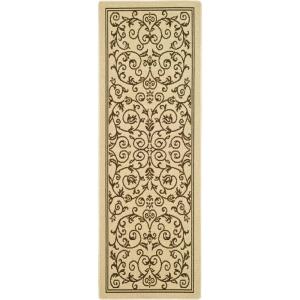 SAFAVIEH Washable Rug Outdoor Courtyard Collection – 4′ x 5’7″, Terracotta & Natural, Non-Shedding & Easy Cleaning, Ideal for Patio, Backyard, Mudroom (CY2098-3202)(Natural/Brown)