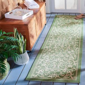 SAFAVIEH Washable Rug Outdoor Courtyard Collection – 4′ x 5’7″, Terracotta & Natural, Non-Shedding & Easy Cleaning, Ideal for Patio, Backyard, Mudroom (CY2098-3202)(Olive/Natural)