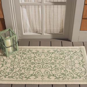 SAFAVIEH Washable Rug Outdoor Courtyard Collection – 4′ x 5’7″, Terracotta & Natural, Non-Shedding & Easy Cleaning, Ideal for Patio, Backyard, Mudroom (CY2098-3202)(Natural/Olive)