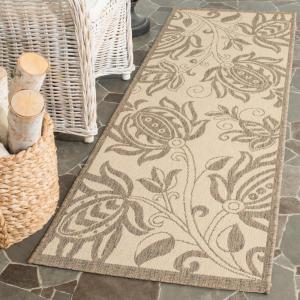 SAFAVIEH Washable Rug Outdoor Courtyard Collection – 5’3″ x 7’7″, Chocolate & Natural, Non-Shedding & Easy Cleaning, Ideal for Patio, Backyard, Mudroom (CY2961-3409)(Natural/Brown)