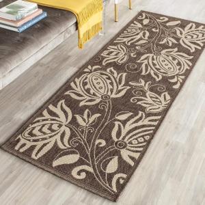 SAFAVIEH Washable Rug Outdoor Courtyard Collection – 5’3″ x 7’7″, Chocolate & Natural, Non-Shedding & Easy Cleaning, Ideal for Patio, Backyard, Mudroom (CY2961-3409)(Chocolate/Natural)