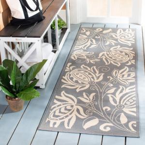 SAFAVIEH Washable Rug Outdoor Courtyard Collection – 5’3″ x 7’7″, Chocolate & Natural, Non-Shedding & Easy Cleaning, Ideal for Patio, Backyard, Mudroom (CY2961-3409)(Grey/Natural)