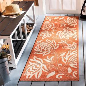 SAFAVIEH Washable Rug Outdoor Courtyard Collection – 5’3″ x 7’7″, Chocolate & Natural, Non-Shedding & Easy Cleaning, Ideal for Patio, Backyard, Mudroom (CY2961-3409)(Terracotta/Natural)