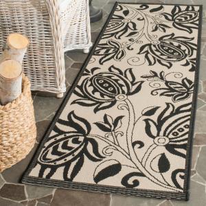 SAFAVIEH Washable Rug Outdoor Courtyard Collection – 5’3″ x 7’7″, Chocolate & Natural, Non-Shedding & Easy Cleaning, Ideal for Patio, Backyard, Mudroom (CY2961-3409)(Sand/Black)
