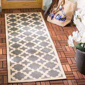 SAFAVIEH Washable Rug Outdoor Courtyard Collection – 6’7″ x 9’6″, Green & Beige, Non-Shedding & Easy Cleaning, Ideal for Patio, Backyard, Mudroom (CY6913-244)(Anthracite/Beige)