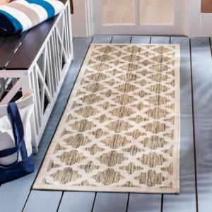 SAFAVIEH Washable Rug Outdoor Courtyard Collection – 6’7″ x 9’6″, Green & Beige, Non-Shedding & Easy Cleaning, Ideal for Patio, Backyard, Mudroom (CY6913-244)(Brown/Bone)